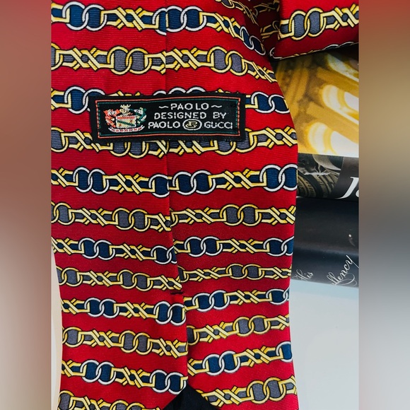 PAOLO by PAULO GUCCI Necktie 100% Silk HORSE BIT Hand Finished Italy Red 3x58.5” - Picture 4 of 13